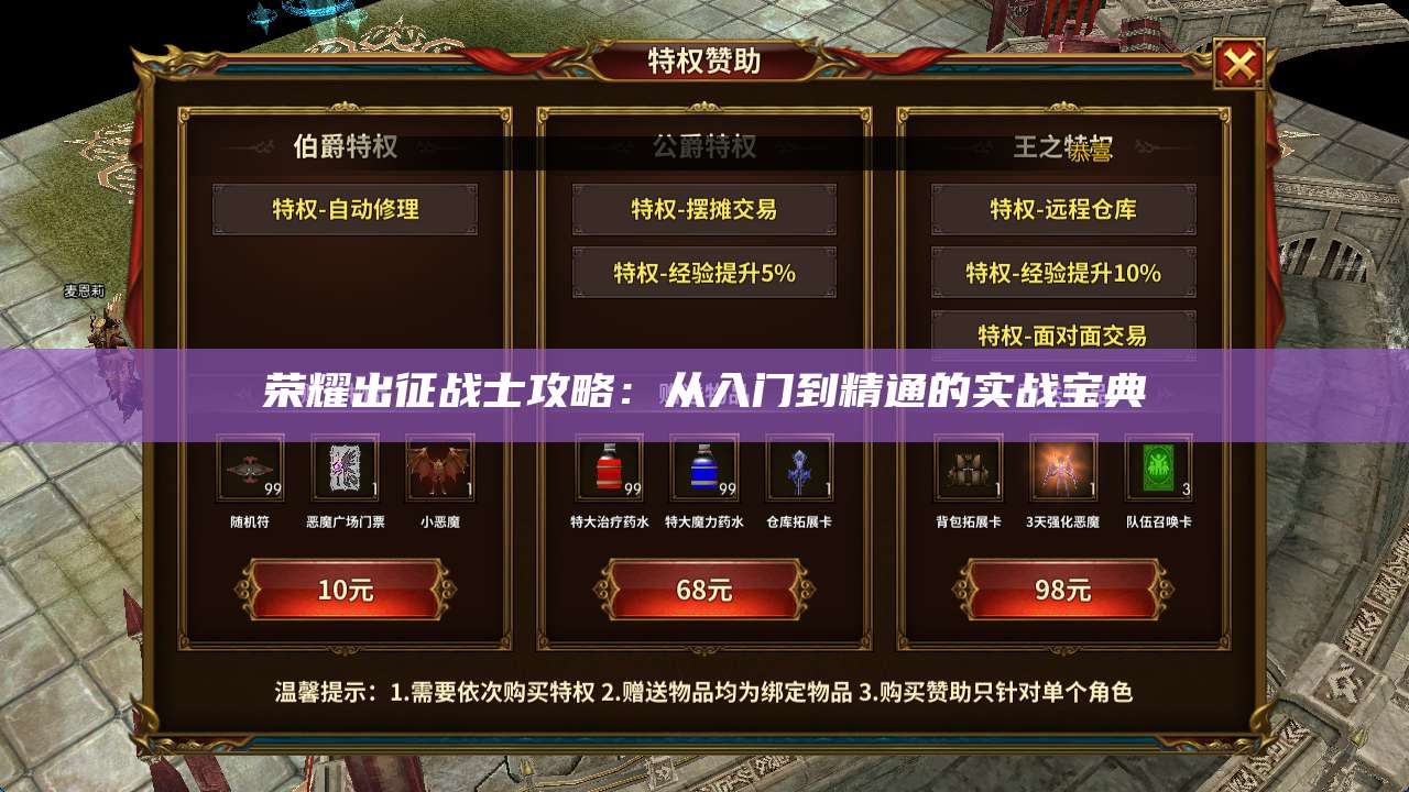 荣耀出征战士攻略：从入门到精通的实战宝典